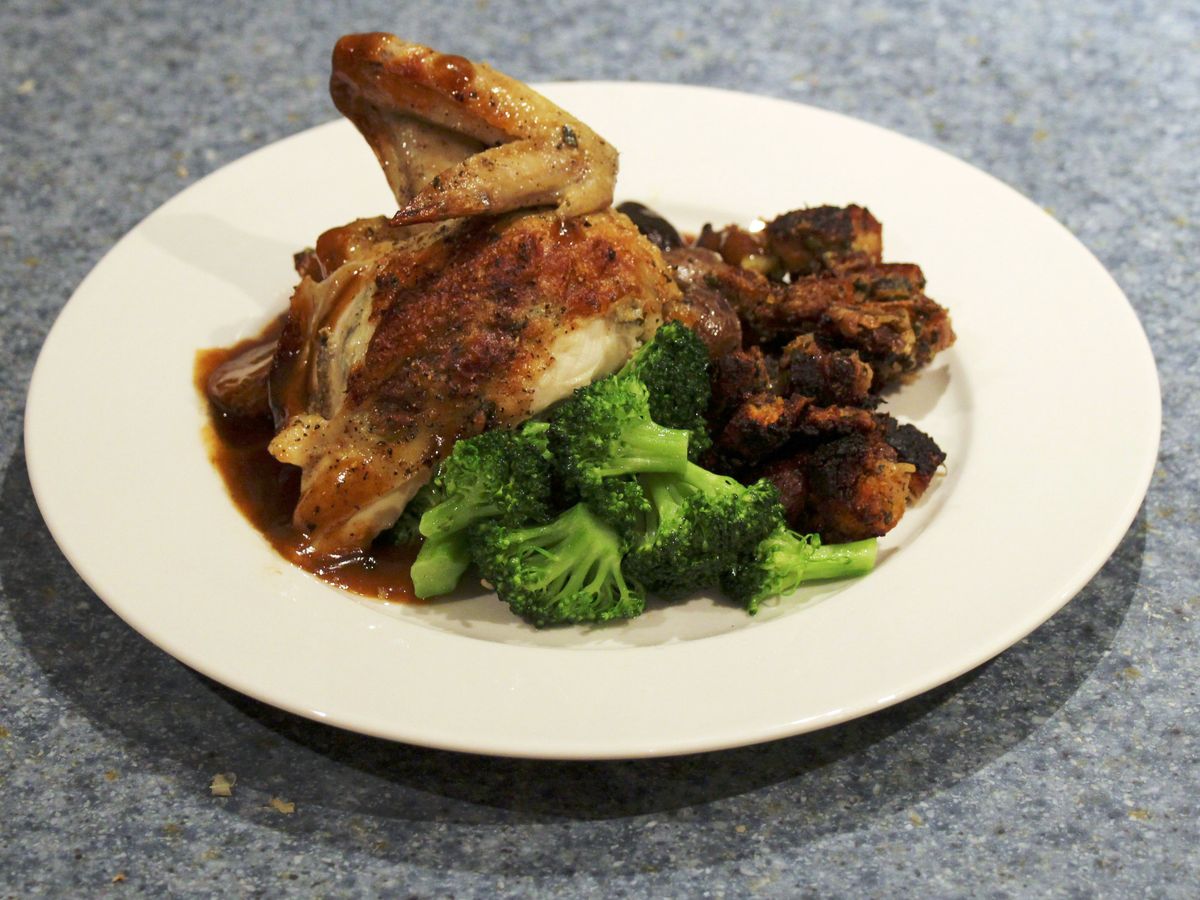 roast chicken dinner plate