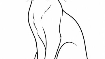 Elegant Siamese cat sitting with tail wrapped around its paws coloring page